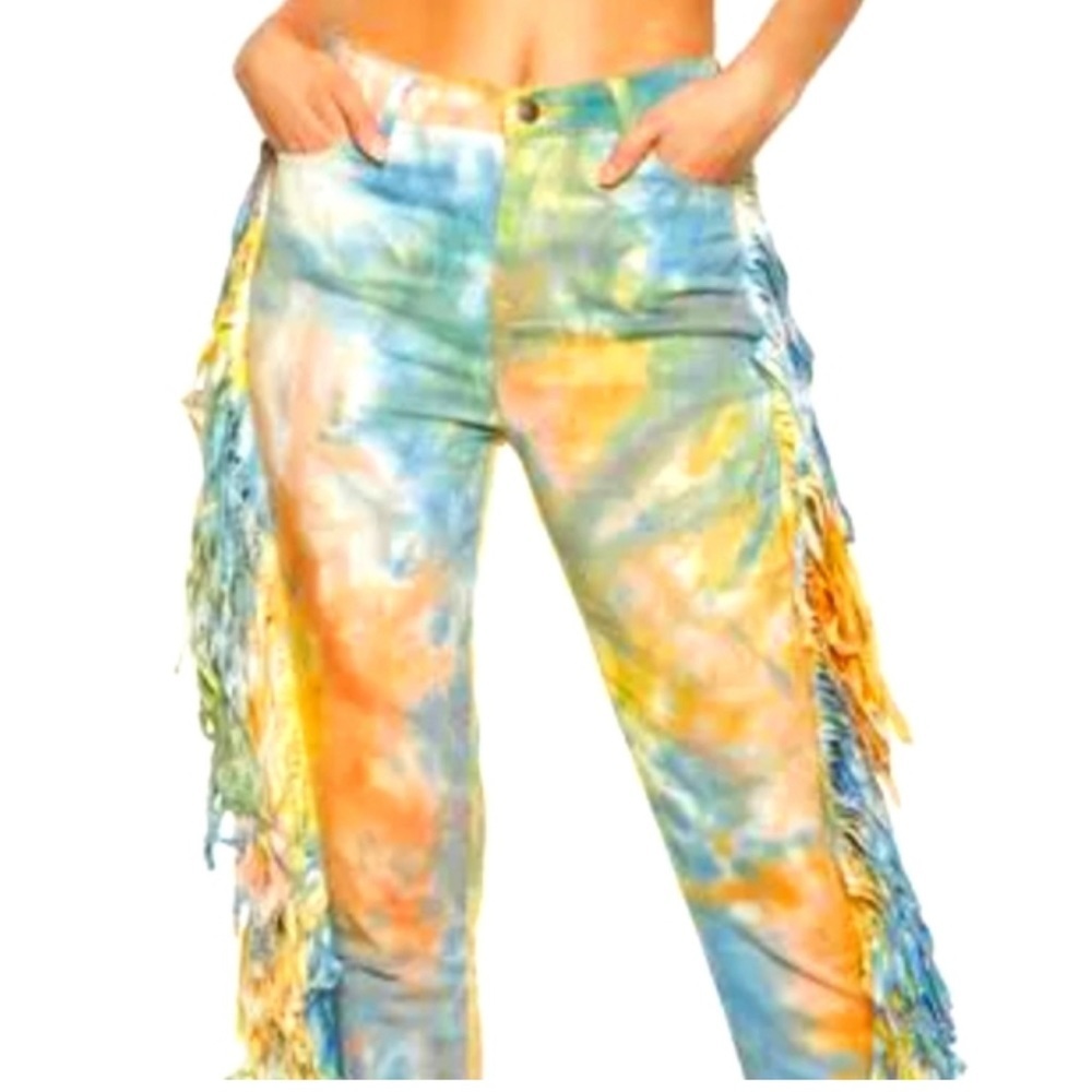 DAISY tie dye fringe jeans